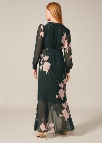 Phase Eight Kazumi Heritage Print Maxi Dress Green Pink Blush