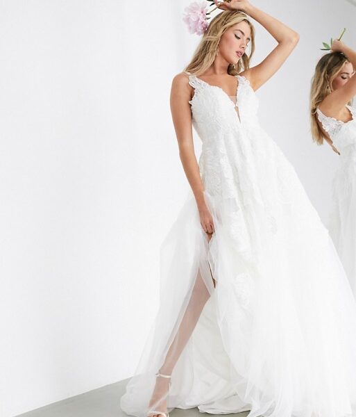 floral mesh wedding dress