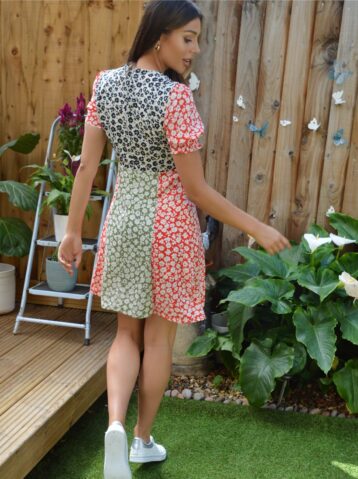 Chi Chi Chelley Print Sleeve Dress, Green/Multi - Image 2