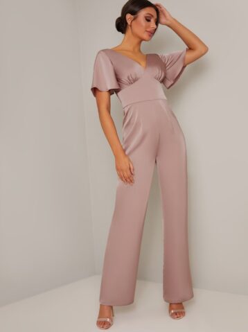 Chi Chi Jula Sleeve Jumpsuit Pink Mink