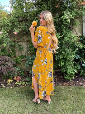 Chi Chi Nataley Floral Print Maxi Dress, Yellow/White - Image 2