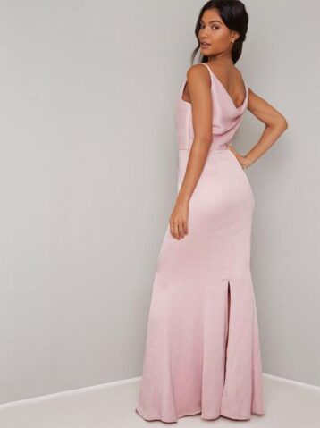 Chi Chi Simah Cowl Slip Bridesmaid Dress Light Pink Mink Blush