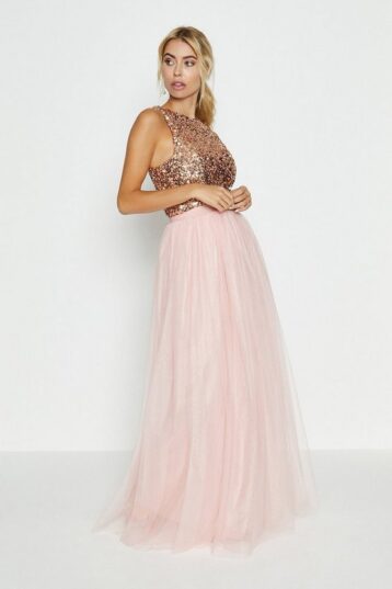 Coast Tulle Maxi Skirt Pink Blush