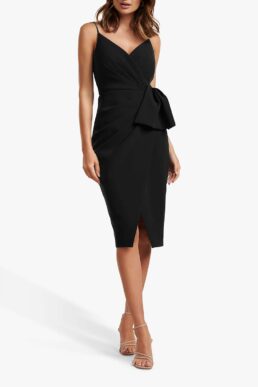 Forever New Alexis Bow Detail Wrap Neck Dress Black