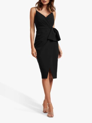 Forever New Alexis Bow Detail Wrap Neck Dress Black