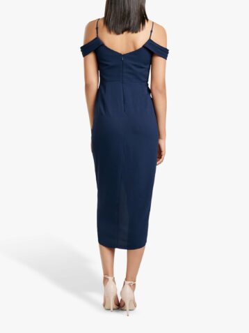 Forever New Hadley Midi Waterfall Dress, Navy Blue - Image 2
