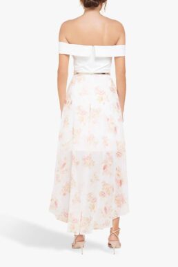 Forever New Rose Print Off Shoulder Dress White Multi