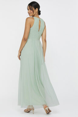 Monsoon Sophie Embellished Tulle Maxi Dress Green