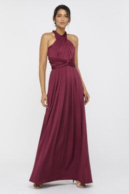 Monsoon Tallulah Multi Tie Bridesmaid Maxi Dress Red Burgundy
