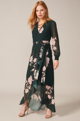 Phase Eight Kazumi Heritage Print Maxi Dress Green Pink Blush