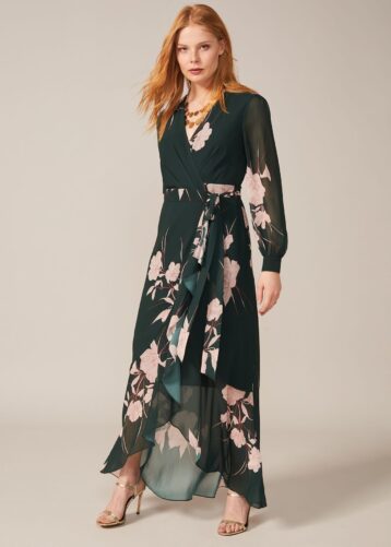 Phase Eight Kazumi Heritage Print Maxi Dress Green Pink Blush