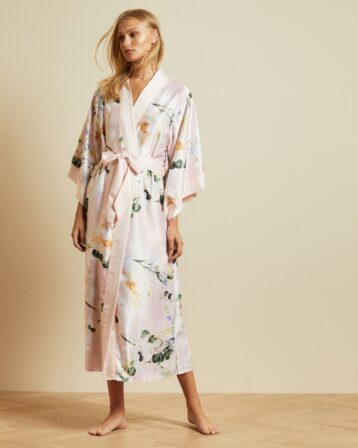 Ted Baker FLOTII Elegant kimono gown Pink Multi Blush