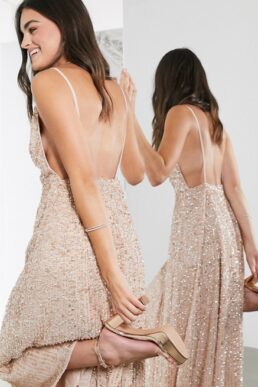 ASOS EDITION embellished cami midi dress pink blush