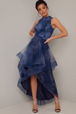Chi Chi Farcia Floral A-line Organza Dress Navy Blue