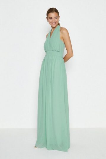 Coast Multi Way Sheer Back Maxi Bridesmaid Dress Green