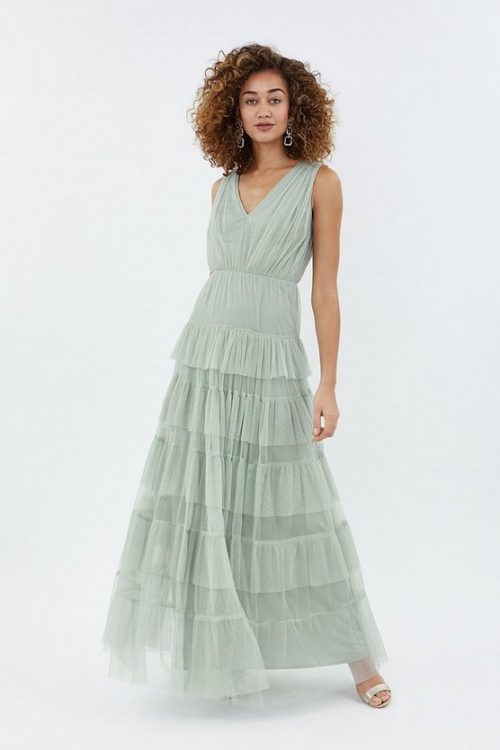 Coast Tulle Tiered Maxi Dress, Sage ...