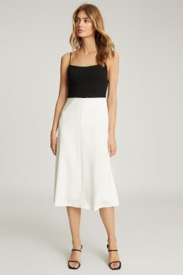 Reiss Isabella Colour Block Midi Dress Black White