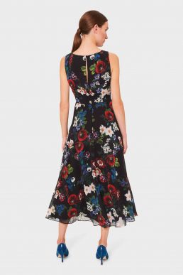 Hobbs Carly Floral Midi Dress Black Multi
