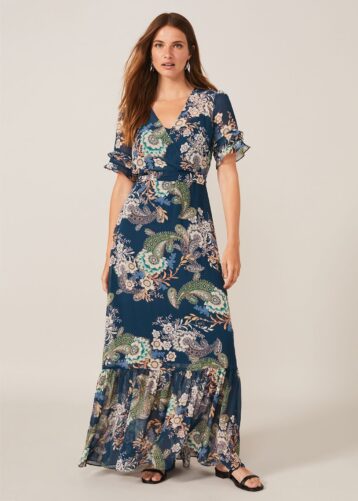 Phase Eight Blaire Paisley Maxi Dress Petrol Blue Multi