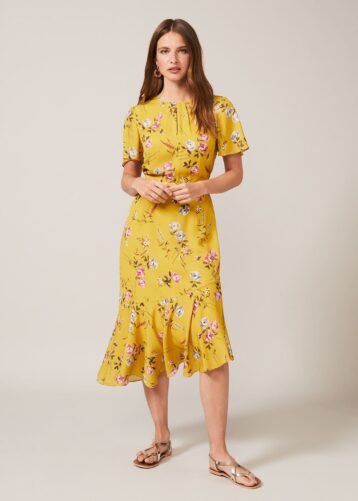 Phase Eight Cecily Print Dress Yellow Multi