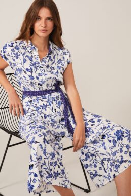 Phase Eight Cosette Floral Jumpsuit Blue Ivory
