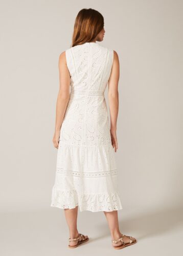 Phase Eight Lula Paisley Embroidered Dress, White - Image 3