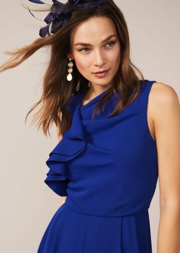 Phase Eight Maeve Frill Detail Jumpsuit Cobalt Blue