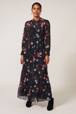 Phase Eight Noeva Floral Maxi Dress Slate Grey Multi
