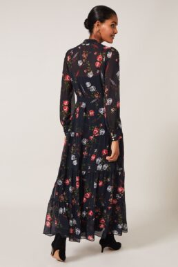 Phase Eight Noeva Floral Maxi Dress Slate Grey Multi