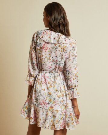 Ted Baker GRACYE Jasmine ruffle wrap dress, Pink Blush/Multi - Image 2