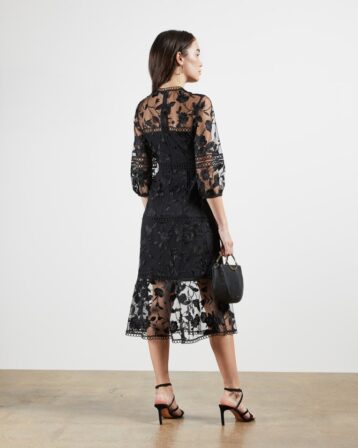 Ted Baker TABII Tiered lace midi dress Black