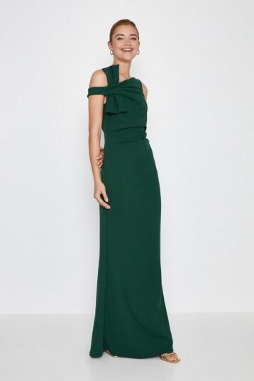 Coast Shoulder Bow Maxi Dress Green