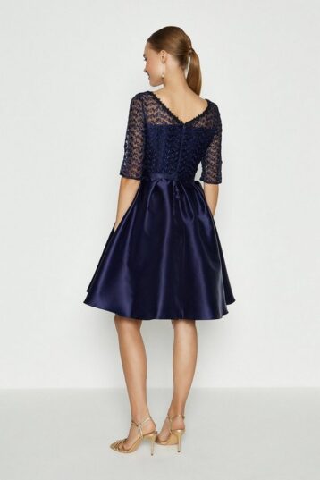 Coast Lace Bodice Full Skirt Dress, Navy Blue - Image 2
