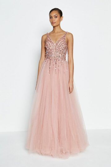 Coast Sequin Bodice Tulle Skirt Maxi Dress, Blush/Pink - Image 2