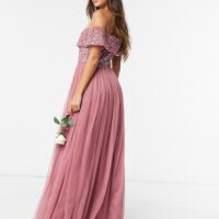maya bridesmaid bardot maxi tulle dress