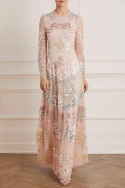 Needle & Thread Angeline Sequin Maxi Gown Pink Blush