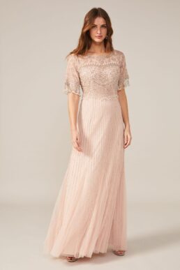 Phase Eight Leonie Pearl Fringe Maxi Dress Pink Blush