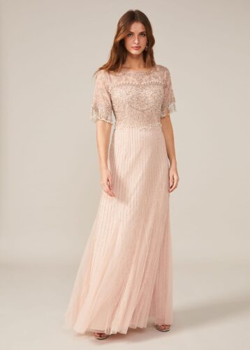 Phase Eight Leonie Pearl Fringe Maxi Dress Pink Blush