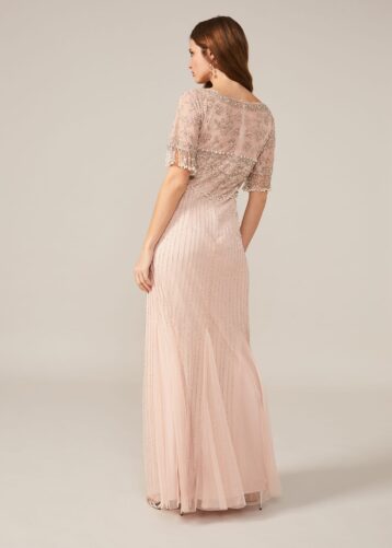 Phase Eight Leonie Pearl Fringe Maxi Dress Pink Blush