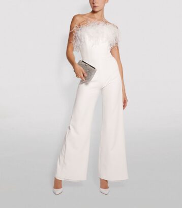 16ARLINGTON Taree Feather Jumpsuit White