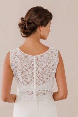Lace cover up with pearl button back Ivory