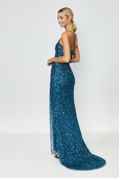 Over Sequin Cross Over Back Maxi Dress ...