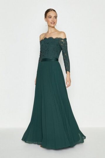 Coast Lace Bodice Bardot Maxi Bridesmaid Dress Green