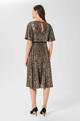 Hobbs Betsey Sequin Dress Gold