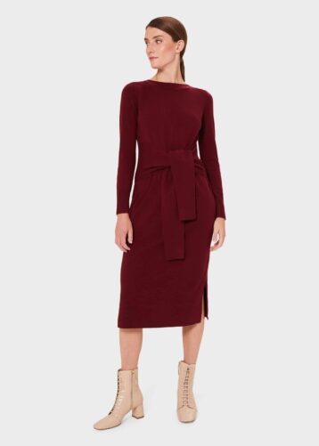 Hobbs Cashmere Teagan Knitted Dress Red