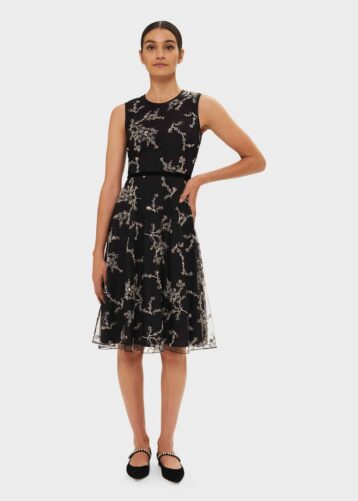 Hobbs Lilith Floral Dress Black Metallic