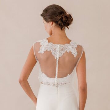 Lace and tulle cover up with pearl button back, lace cover up, tulle cover up - Image 2
