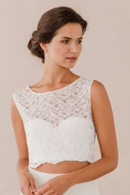 Lace cover up with pearl button back Ivory