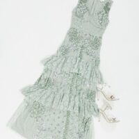 Maya lace embellished ruffle hem maxi dress Sage Green myonewedding