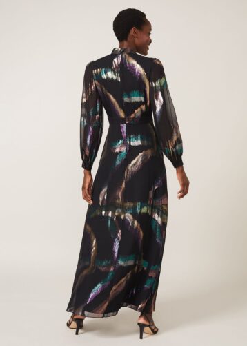Phase Eight Kaylani Silk Jacquard Dress, Black/Multi - Image 2